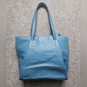 Fossil Blue Leather Tote Bag